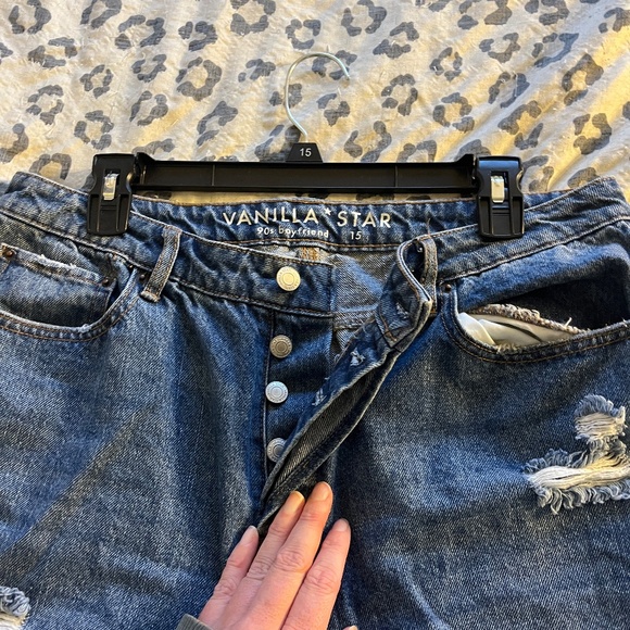 90s Boyfriend Ripped Jeans sz 15 All Button Relaxed Vanilla Star - Picture 8 of 11